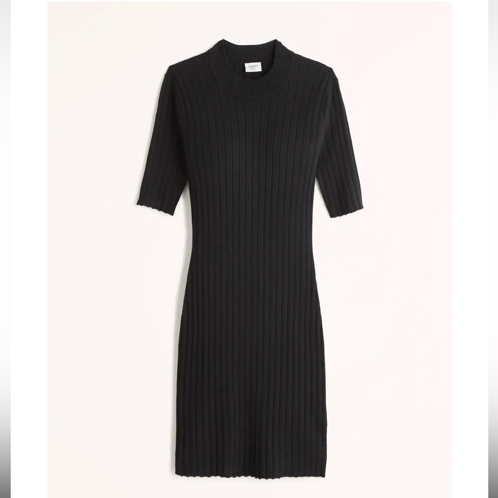 NWT Abercrombie and Fitch black knit mock neck fitted dress Size XS